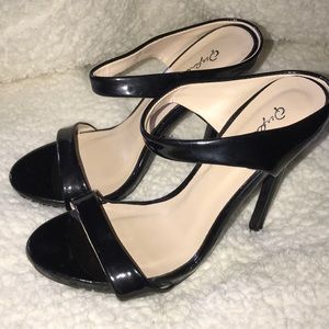 Black slip on high heels